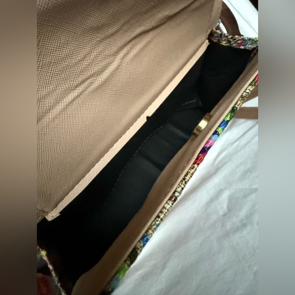 Artisanal Wood and Leather Colorful Mosaic Needlepoint Crossbody Purse - Picture 7 of 11